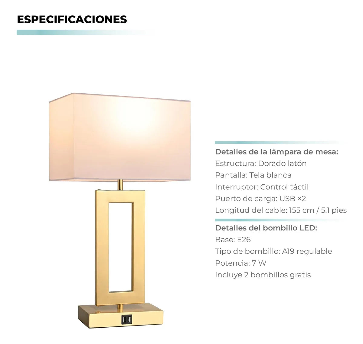 X2 Lámparas de Mesa Doradas Inteligentes Atikus Golden – Elegancia y tecnología en perfecta armonía