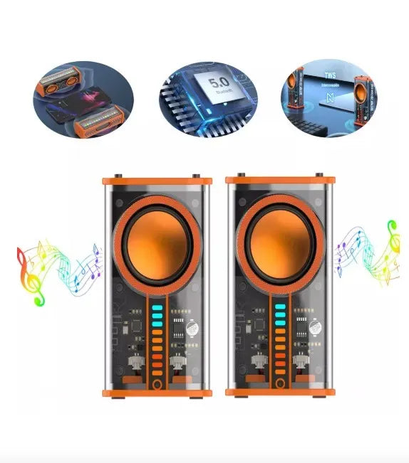 ALTAVOZ PARLANTE INALÁMBRICO TRANSPARENTE K07 – Bluetooth 5.0 + Luces Sincronizadas + Micrófono + Diseño Único