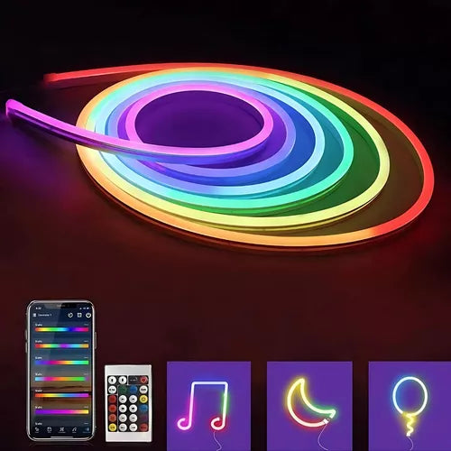 Tira de Neón LED Flexible RGB-IC 5 Metros – Luz Decorativa Inteligente 5V