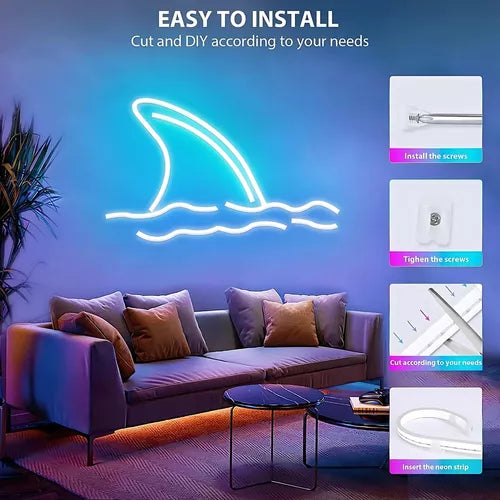 Tira de Neón LED Flexible RGB-IC 5 Metros – Luz Decorativa Inteligente 5V