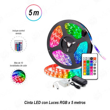 Cinta LED 5 Metros 12V – Luz Decorativa Flexible Autoadhesiva