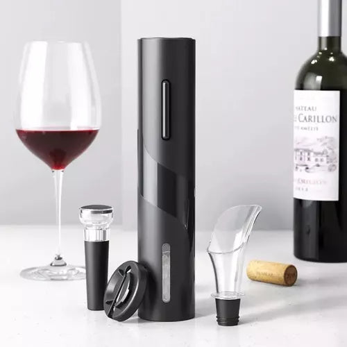 Sacacorchos Eléctrico 4 en 1 | Abridor de Vino + Tapón al Vacío + Vertedor + Cortacápsulas