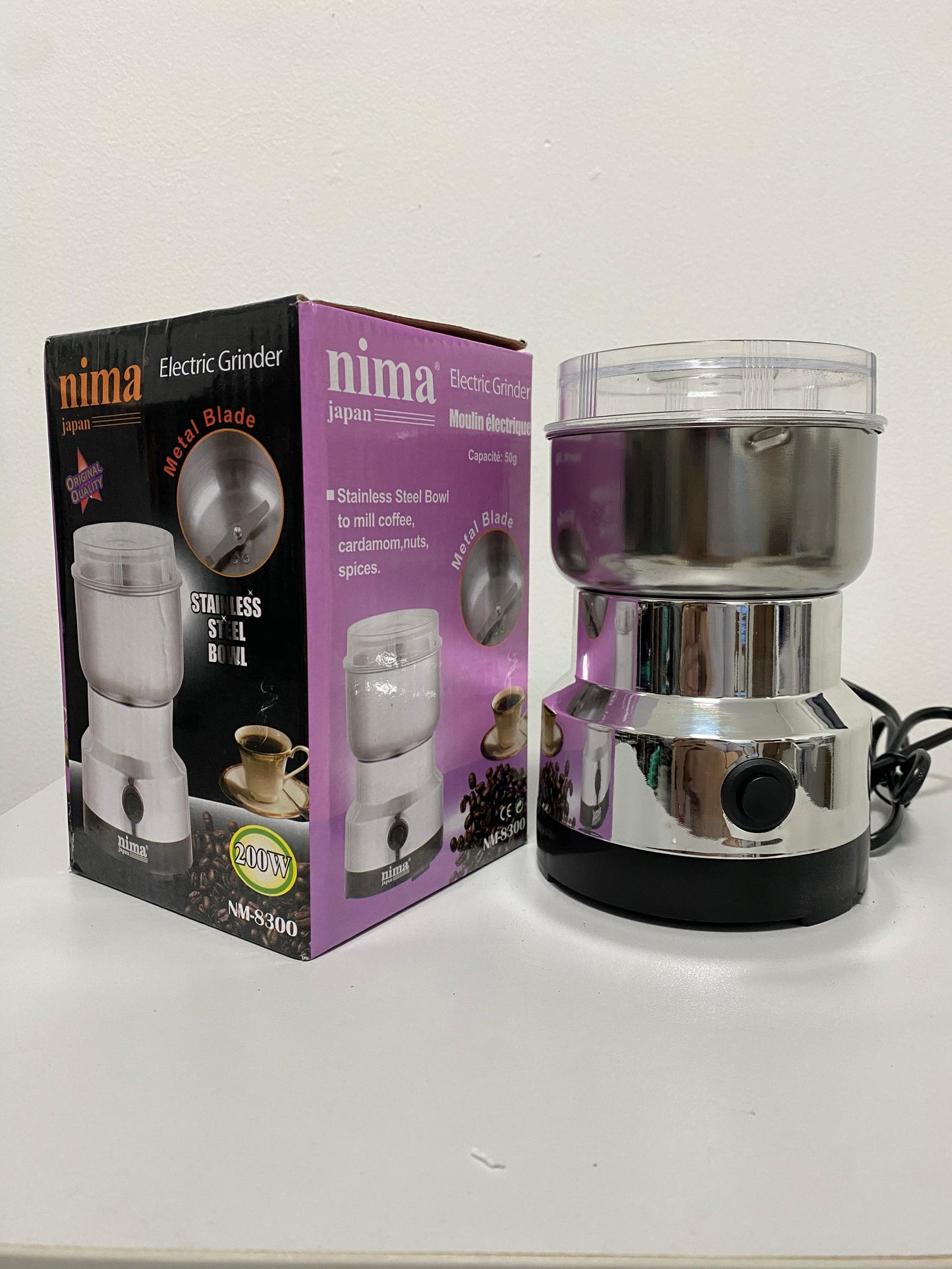 Molinillo Eléctrico de Granos en Acero Inoxidable 200W – Alta Potencia y Diseño Compacto