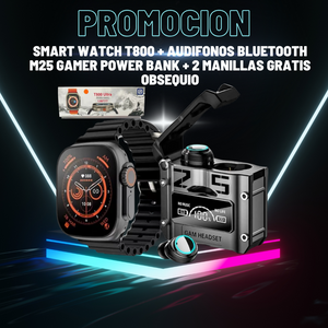 Combo Smart Watch T800 Ultra + Audífonos M25 + Obsequio
