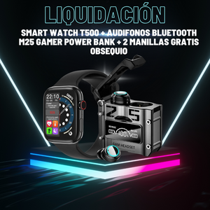 RELOJ INTELIGENTE T500 + AUDIFONOS M25