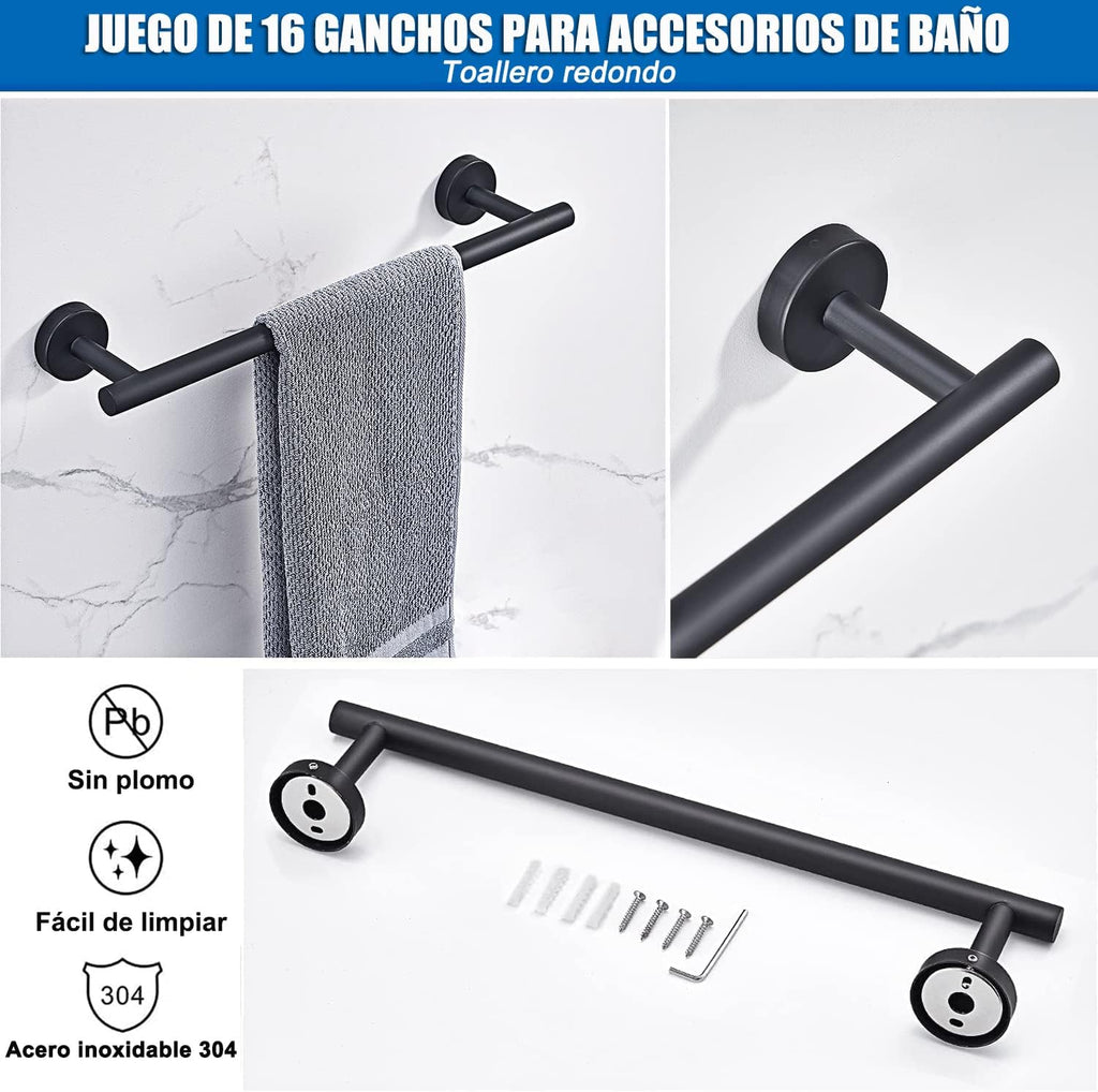 Set de Accesorios de Baño de Acero Inoxidable CKKBJ3K – 20 Piezas