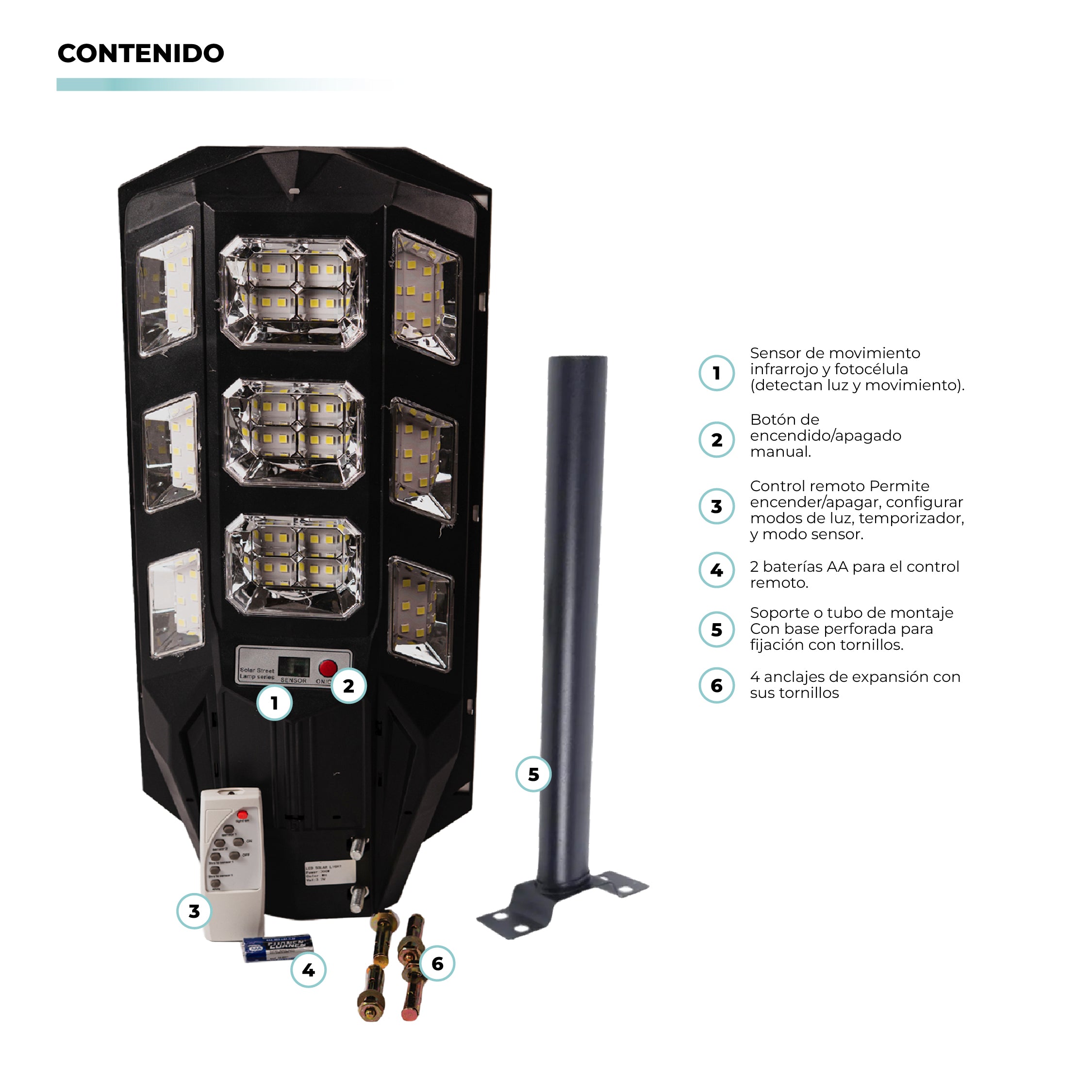 Lámpara Solar LED Atikus 300W con Control Remoto – Iluminación Potente y Eficiente