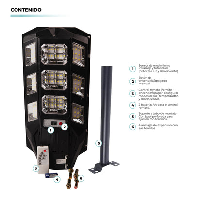 Lámpara Solar LED Atikus 300W con Control Remoto – Iluminación Potente y Eficiente