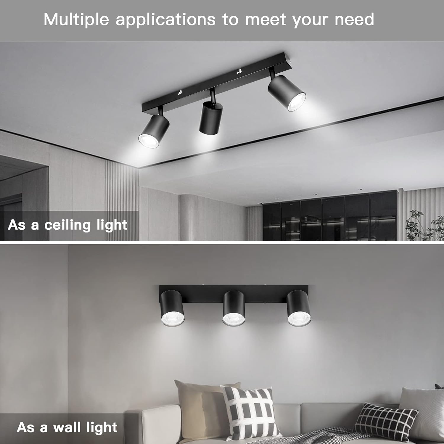 LAMPARA TECHO DE 3 NEGRA