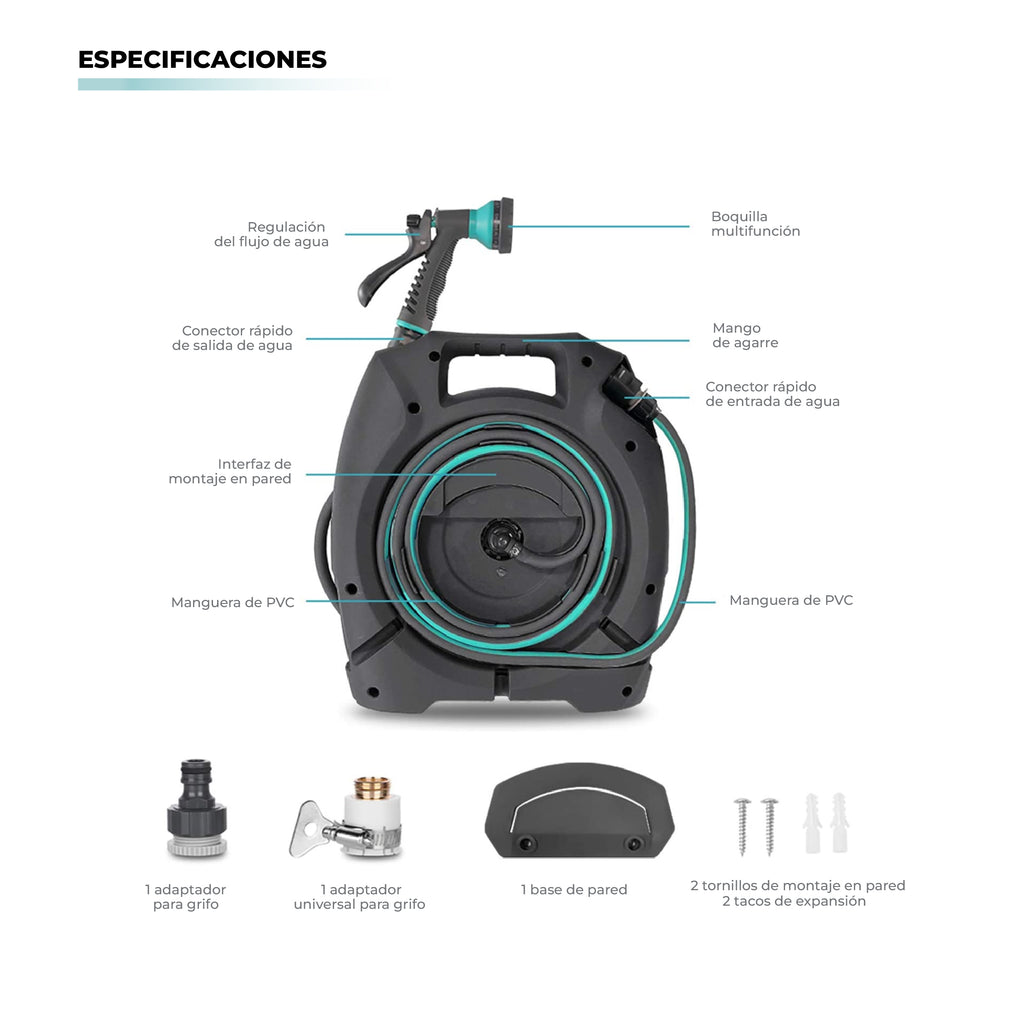 Carrete Retráctil para Manguera de Jardín Atikus – Práctico, resistente y funcional