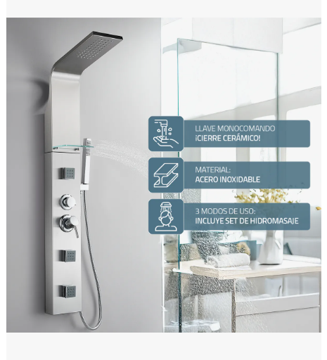 Torre de Ducha Hidromasaje Praga Monomando – Lujo y bienestar en tu baño