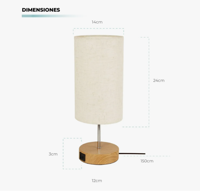 Lámpara de Mesa con Puerto USB Atikus – Estilo, funcionalidad y confort en un solo diseño