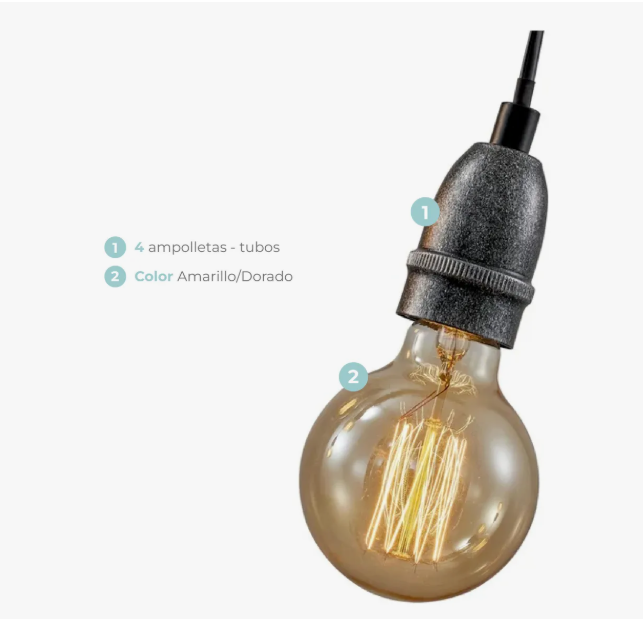 Lámpara Colgante Safiro 4 Luces E27 Atikus – Elegancia nórdica y calidez natural