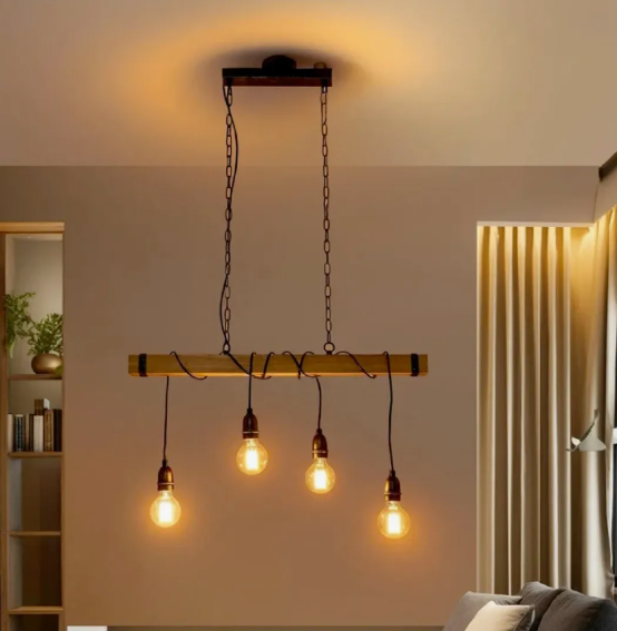 Lámpara Colgante Safiro 4 Luces E27 Atikus – Elegancia nórdica y calidez natural