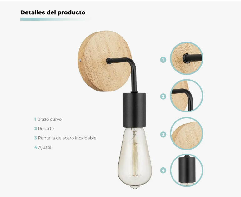 Lámpara Aplique Vintage Basic Negra – Estilo clásico con elegancia moderna