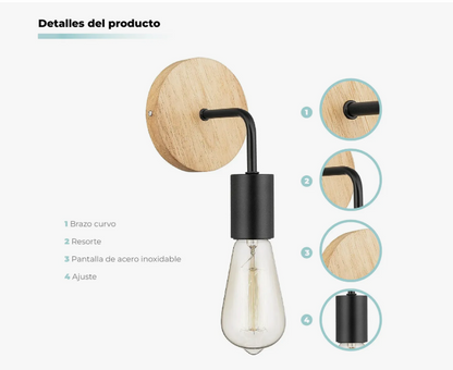 Lámpara Aplique Vintage Basic Negra – Estilo clásico con elegancia moderna