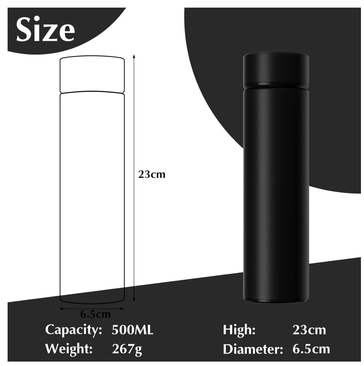 Botella Inteligente con Pantalla LED – Acero Inoxidable 304 | 500 ml