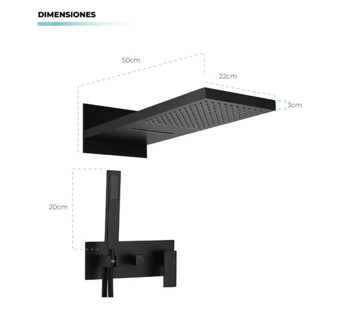Regadera Ducha Rectangular Atikus – Diseño Moderno y Máximo Confort