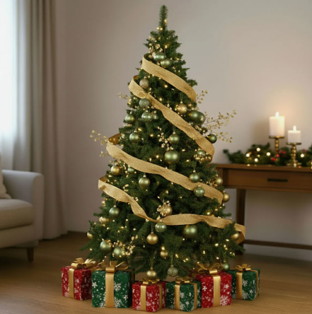 Árbol de Navidad Verde Tipo Pino 2.4 m | 1200 Ramas | Jardimex