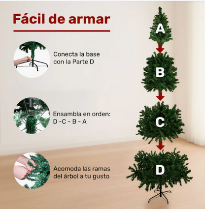 Árbol de Navidad Verde Tipo Pino 2.4 m | 1200 Ramas | Jardimex