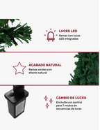 Árbol de Navidad Verde con Luces LED – 1.9 m | 736 Ramas | Jardimex