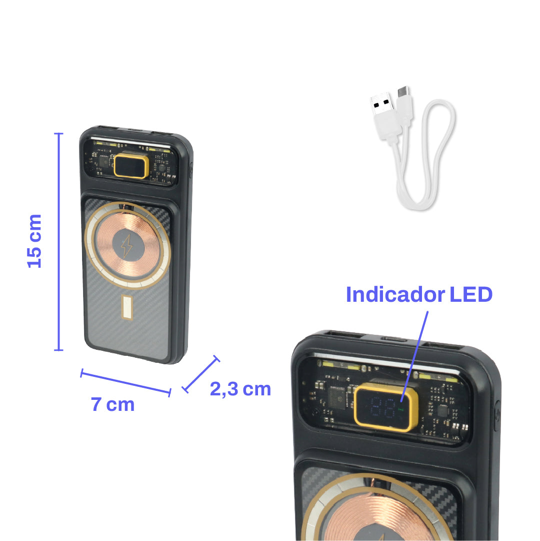 Power Bank 10.000 mAh con Carga Inalámbrica – Práctico, Rápido y Siempre Contigo