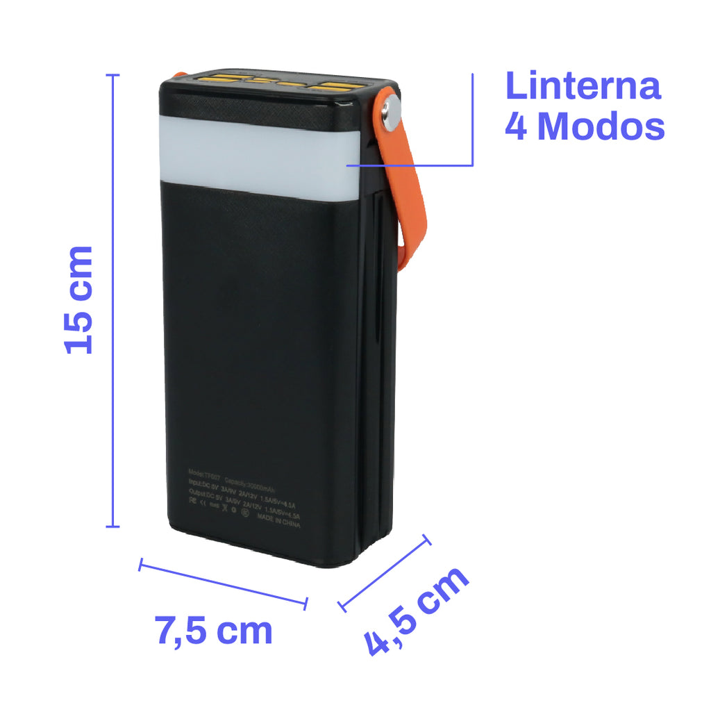 PowerBank de 30.000 mAh solar y con linterna TF007