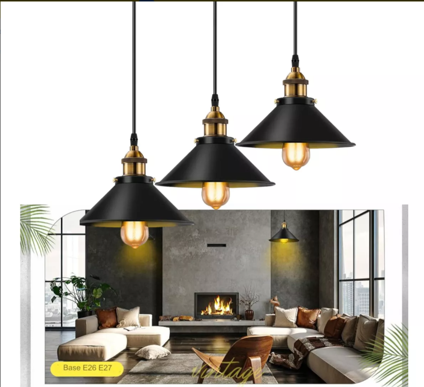 3 Lamparas Vintage Retro Decoración - Edición Premium (25cm) - Incluye Bombillos + Garantía 90 días