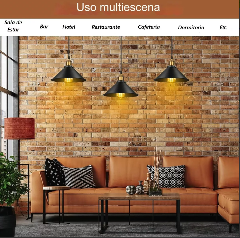 3 Lamparas Vintage Retro Decoración - Edición Premium (25cm) - Incluye Bombillos + Garantía 90 días