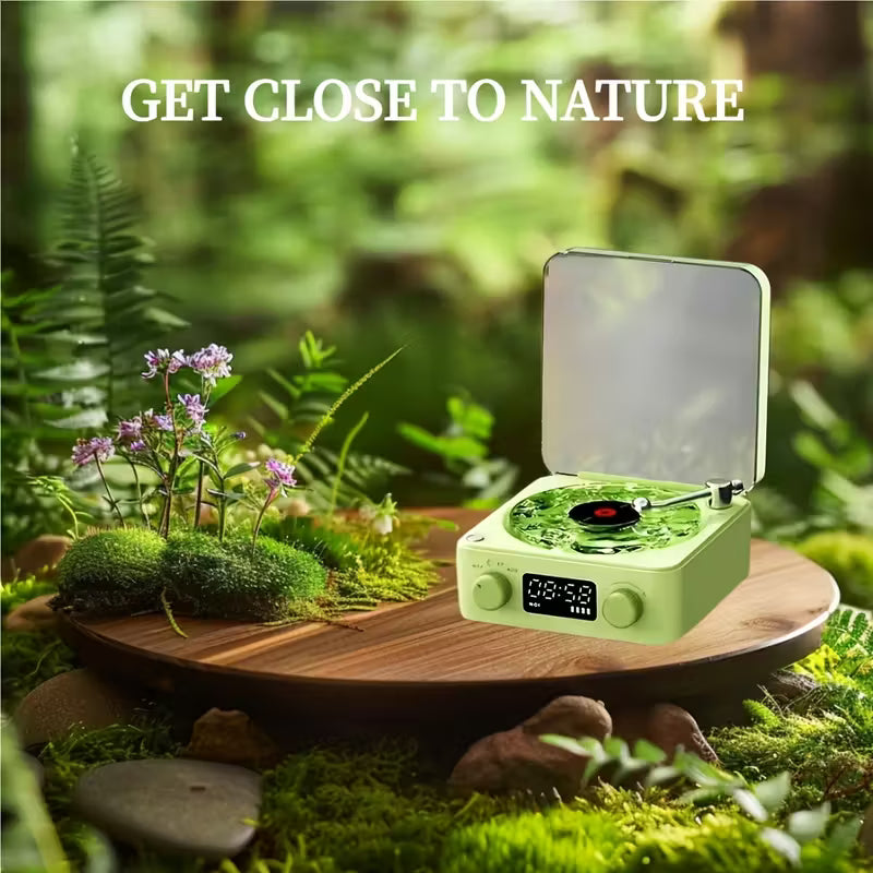 REPRODUCTOR DE VINILO WAVES – Altavoz Bluetooth + Luces RGB + Sonido Oceánico | Diseño Olas Marinas