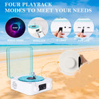 REPRODUCTOR DE VINILO WAVES – Altavoz Bluetooth + Luces RGB + Sonido Oceánico | Diseño Olas Marinas