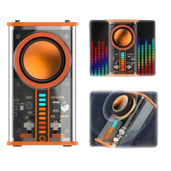 ALTAVOZ PARLANTE INALÁMBRICO TRANSPARENTE K07 – Bluetooth 5.0 + Luces Sincronizadas + Micrófono + Diseño Único
