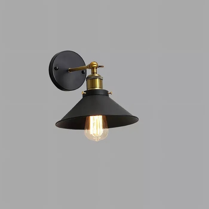 LAMPARA DE APLIQUE DE PARED VINTAGE CÓNICO CON BOMBILLO - Luz Ambiente Rústica con Estilo Industrial