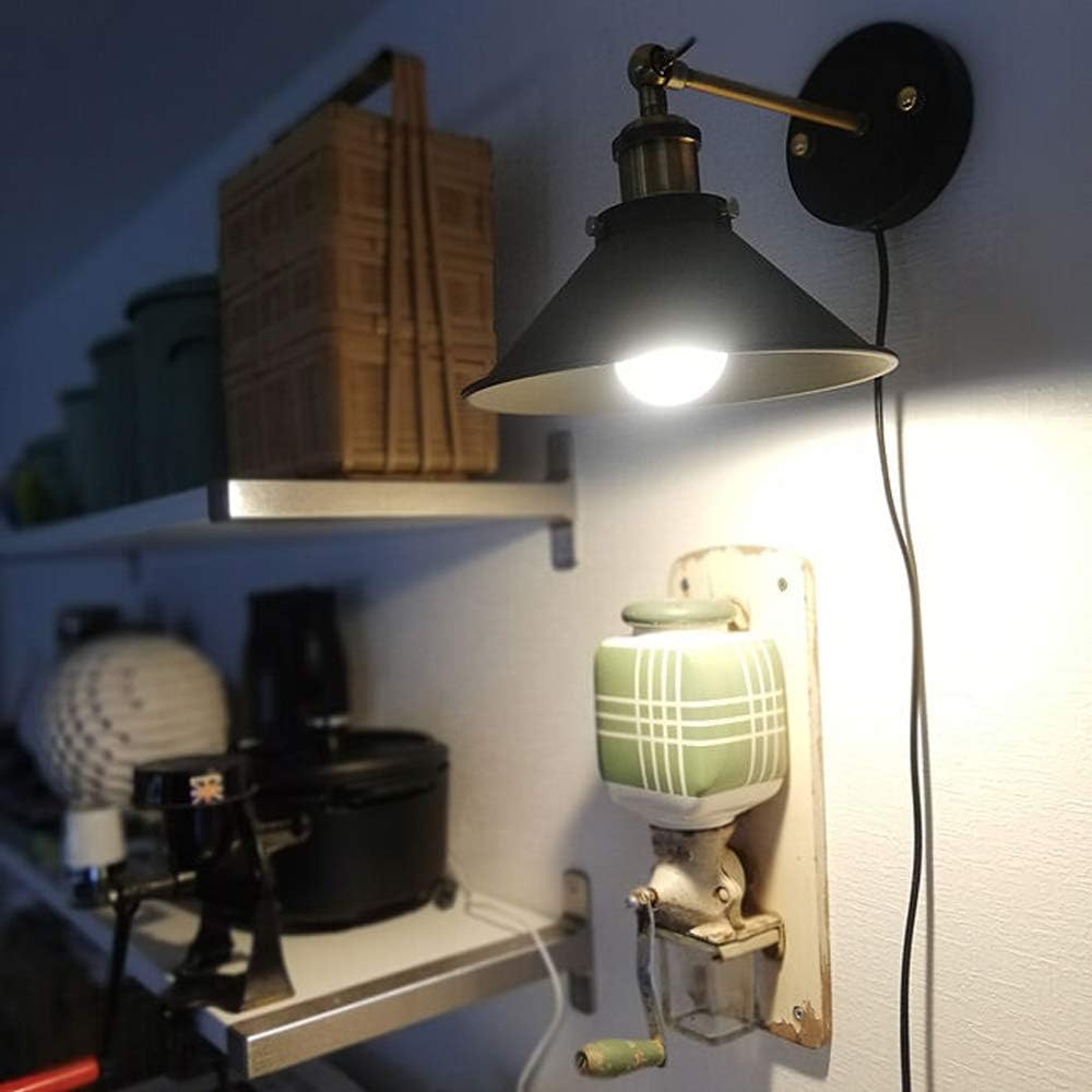 LAMPARA DE APLIQUE DE PARED VINTAGE CÓNICO CON BOMBILLO - Luz Ambiente Rústica con Estilo Industrial