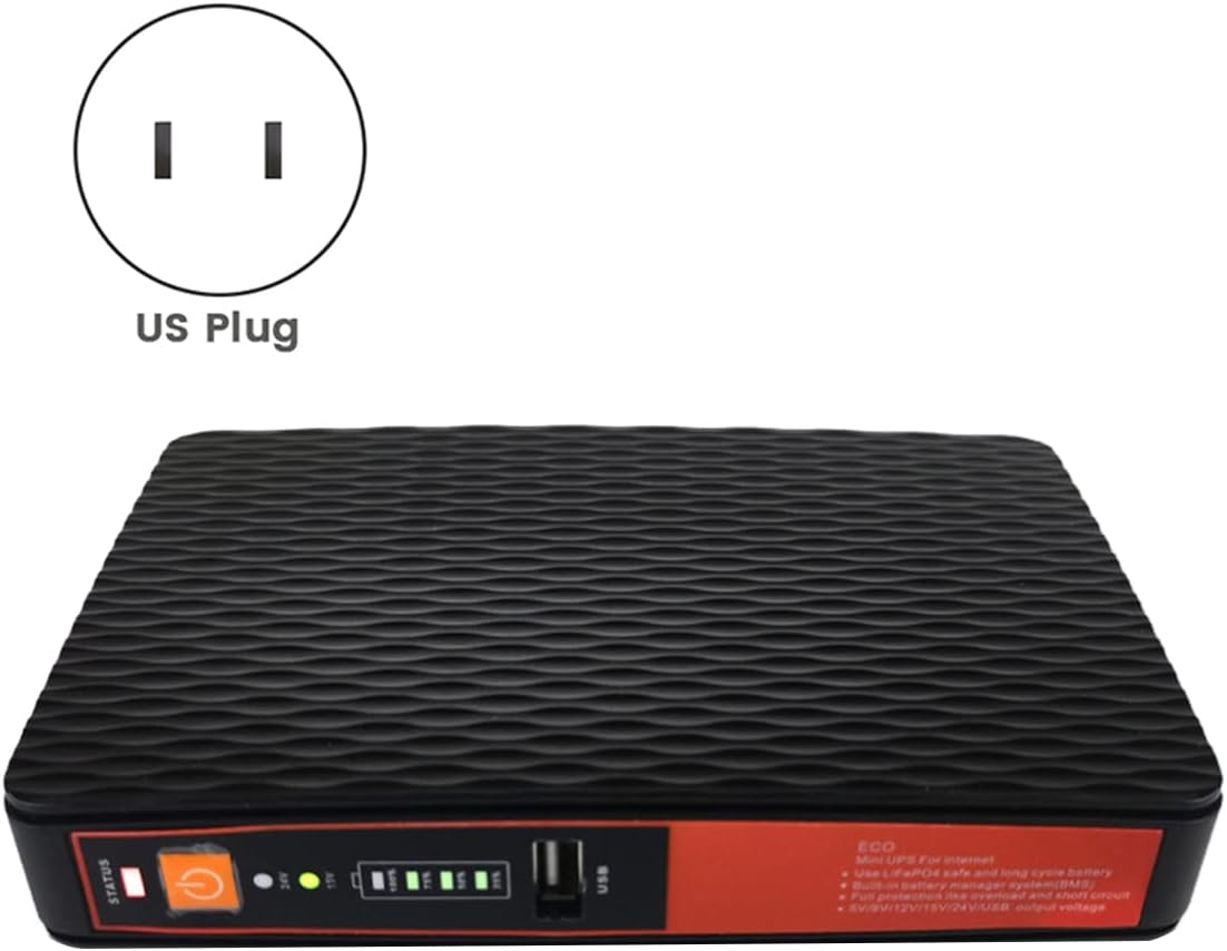 MINI UPS DC 8000mAh para Router, Módem y Cámaras – Respaldo hasta 5 horas | Multivoltaje + PoE + USB