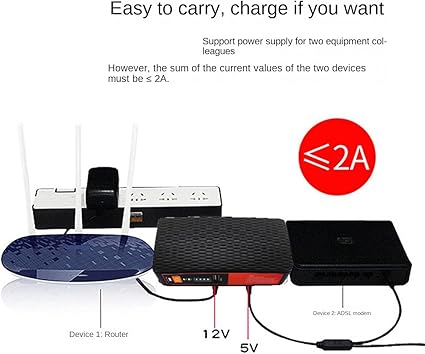 MINI UPS DC 8000mAh para Router, Módem y Cámaras – Respaldo hasta 5 horas | Multivoltaje + PoE + USB