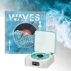 REPRODUCTOR DE VINILO WAVES – Altavoz Bluetooth + Luces RGB + Sonido Oceánico | Diseño Olas Marinas