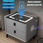 MESA DE NOCHE INTELIGENTE 5 en 1 – Carga Inalámbrica + Huella Dactilar + Bluetooth + Luz LED + Cristal Templado