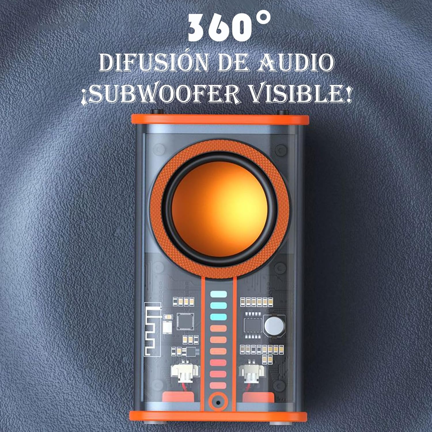 ALTAVOZ PARLANTE INALÁMBRICO TRANSPARENTE K07 – Bluetooth 5.0 + Luces Sincronizadas + Micrófono + Diseño Único