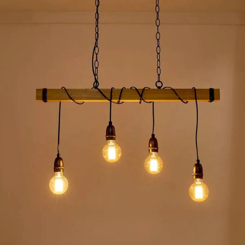 Lámpara Colgante Safiro 4 Luces E27 Atikus – Elegancia nórdica y calidez natural