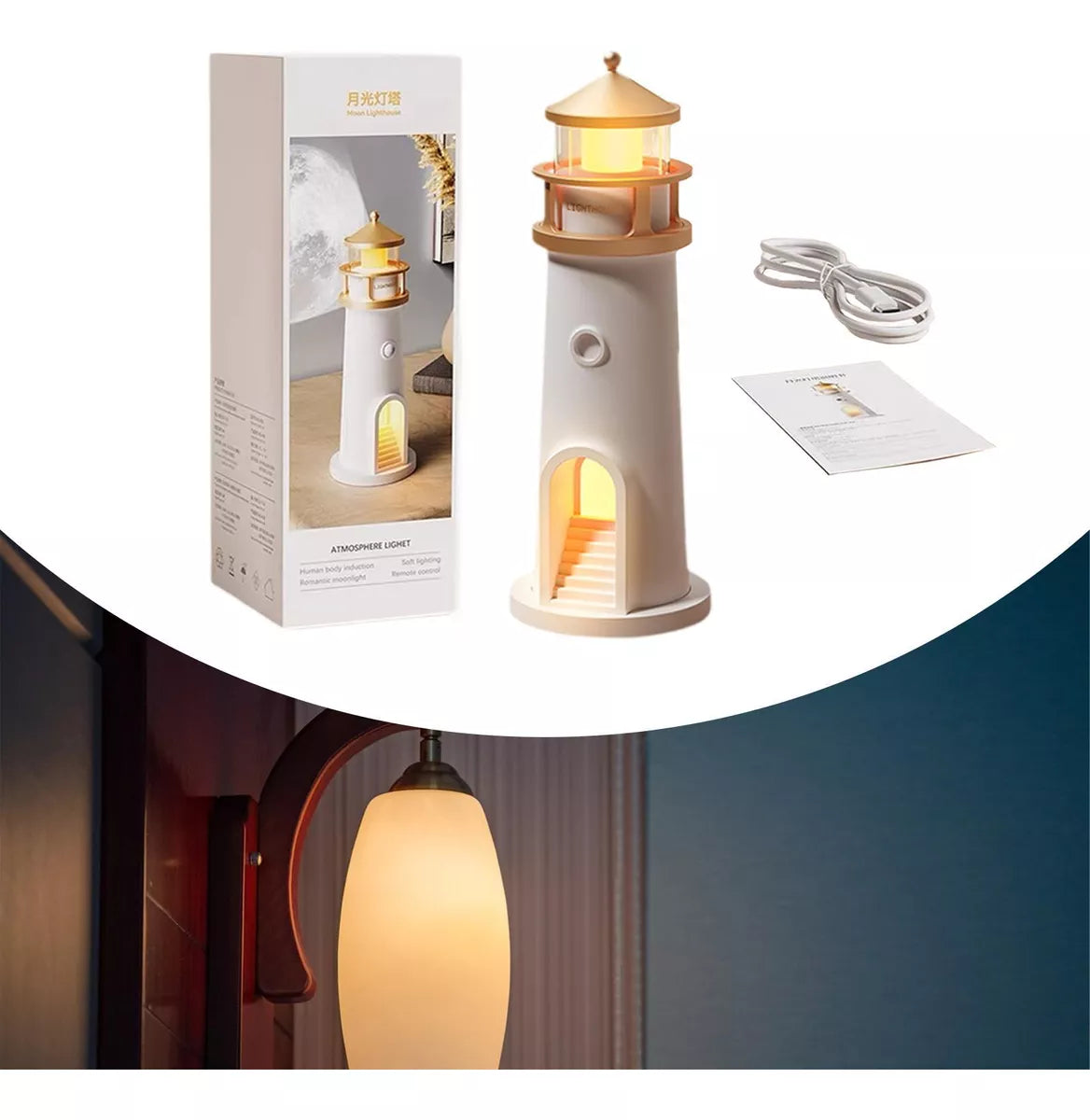 Proyector Lunar HD con Altavoz Bluetooth y Luz Ambiental Inteligente – Diseño Faro Premium