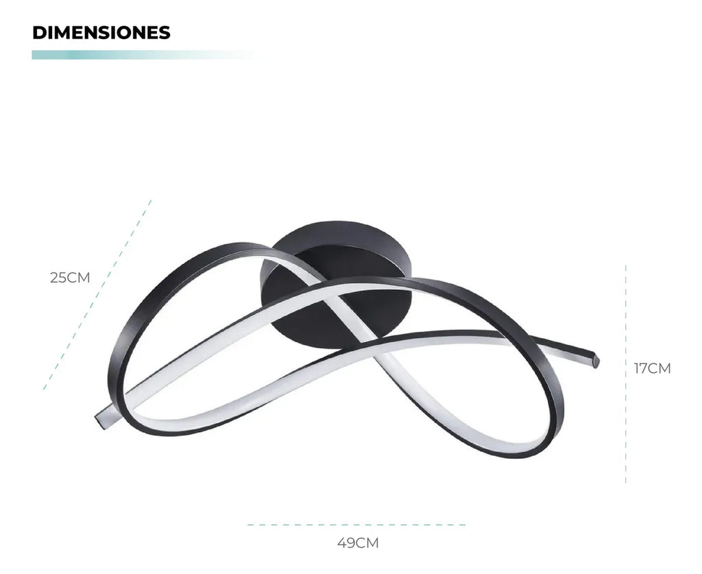 Lámpara de Techo Olas Metal Negro 49 cm Atikus – Estilo moderno con diseño artístico