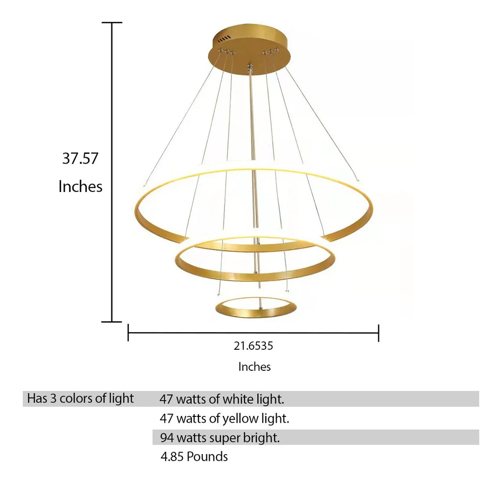 Lámpara de Techo Colgante 3 Anillos Negra Atikus – Iluminación moderna y sofisticada para tu hogar