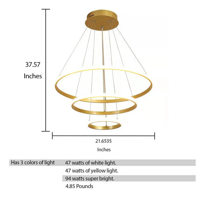 Lámpara de Techo Colgante 3 Anillos Negra Atikus – Iluminación moderna y sofisticada para tu hogar