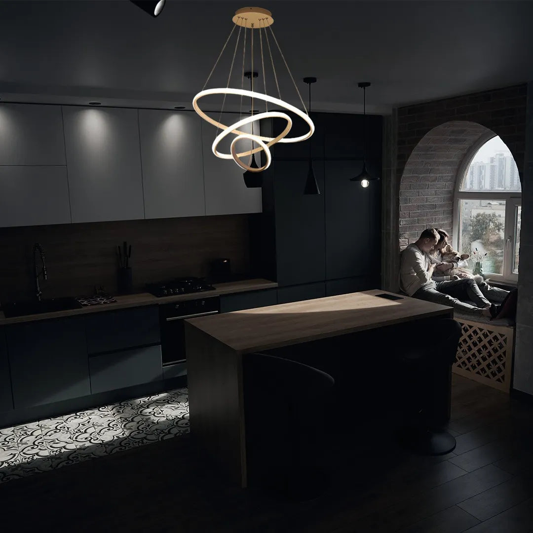 Lámpara de Techo Colgante 3 Anillos Negra Atikus – Iluminación moderna y sofisticada para tu hogar