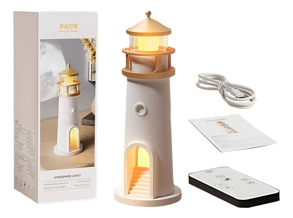 Proyector Lunar HD con Altavoz Bluetooth y Luz Ambiental Inteligente – Diseño Faro Premium