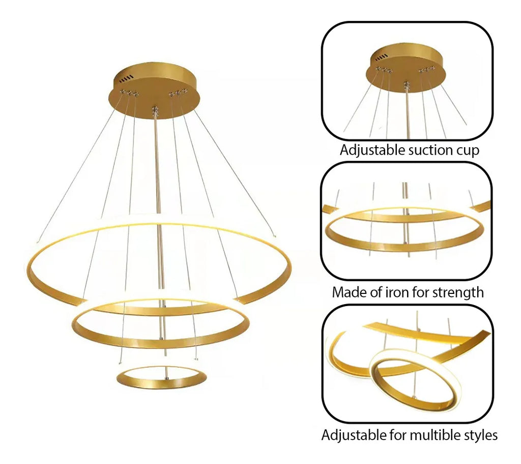 Lámpara de Techo Colgante 3 Anillos Negra Atikus – Iluminación moderna y sofisticada para tu hogar