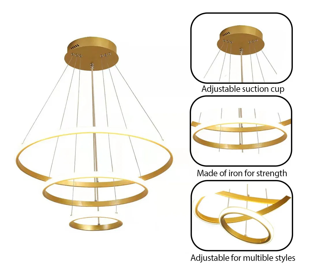 Lámpara de Techo Colgante 3 Anillos Negra Atikus – Iluminación moderna y sofisticada para tu hogar
