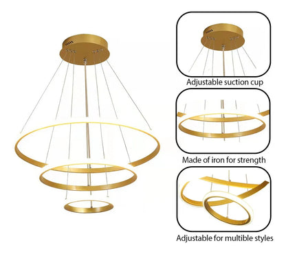 Lámpara de Techo Colgante 3 Anillos Negra Atikus – Iluminación moderna y sofisticada para tu hogar