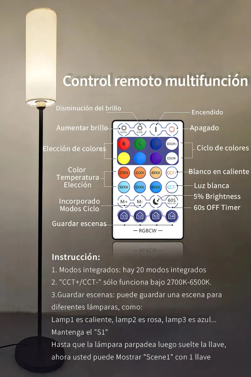 Lámpara de Pie Moderna RGB Minimalista Inteligente